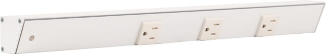 18" White APT Angle Power Strip, white receptacles, left wire entry