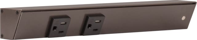 12" Bronze APT Angle Power Strip, black receptacles, right wire entry