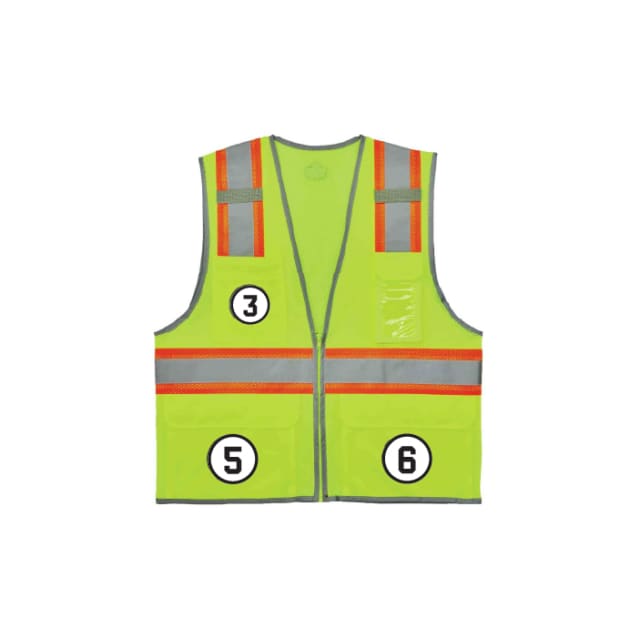 GloWear 8246Z Two-Tone Mesh Hi-Vis Safety Vest - Type R, Class 2, Zipper, Reflective Binding