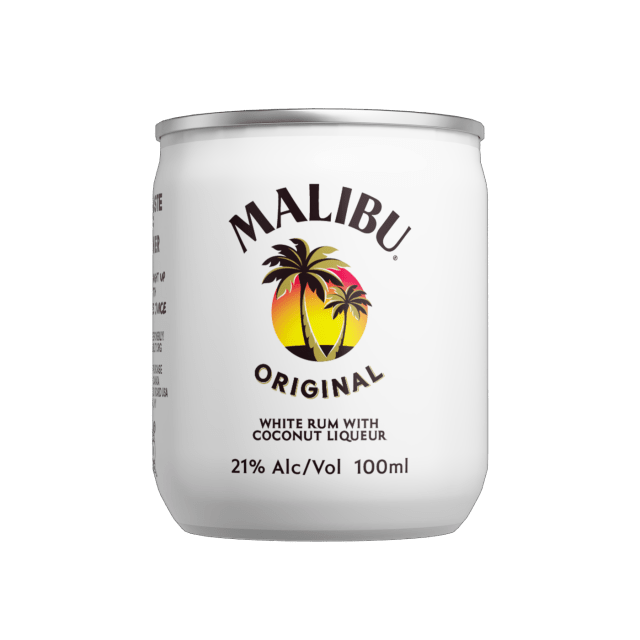 Malibu White Rum with Coconut Liqueur, 100 ml Can, 42 Proof