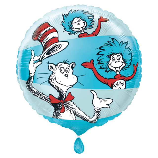 44808  Cat in the Hat Round 18" Foil Balloon - Packaged