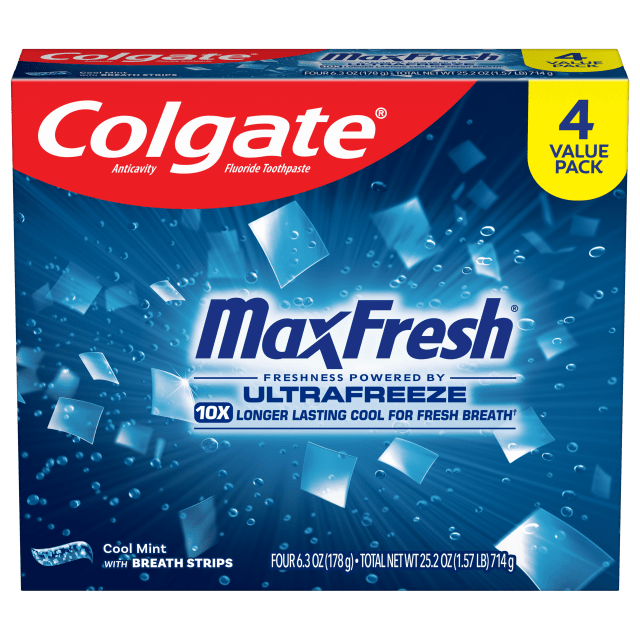 Colgate MaxFresh Cool Mint Toothpaste, 6.3 oz, 4 pack