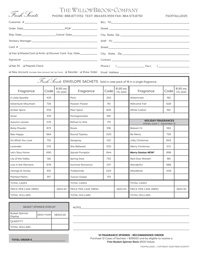 FS Order Form 2025 