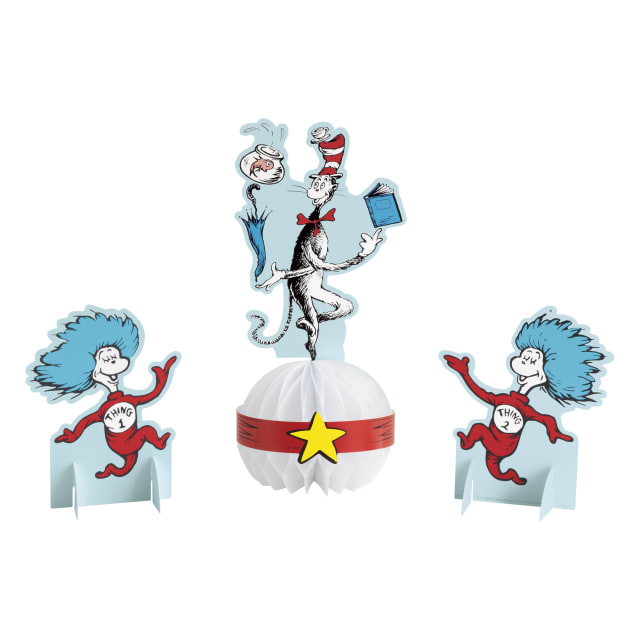 44810  Cat in the Hat Honeycomb and Cutout Centerpiece Kit, 3pc