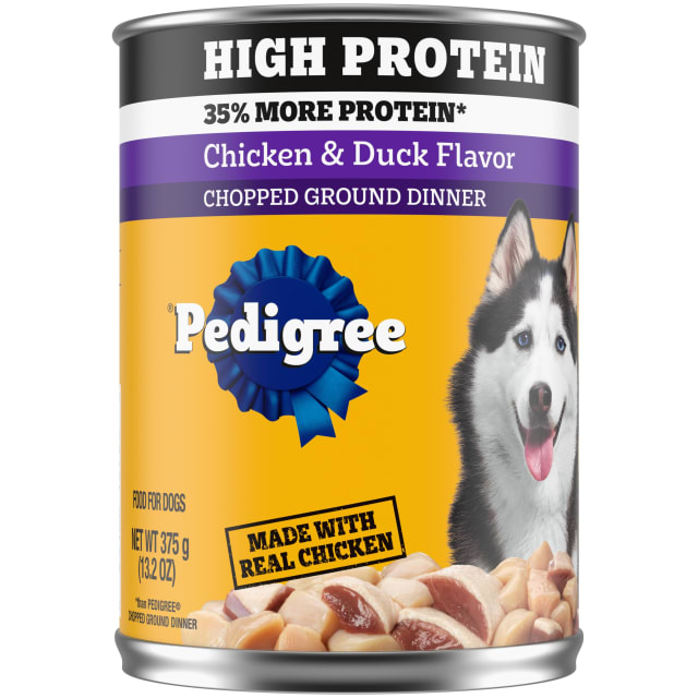 PEDIGREE High Protein Adult Canned Soft Wet Dog Food, Chopped Chicken & Duck Flavor, (12) 13.2 oz. Cans