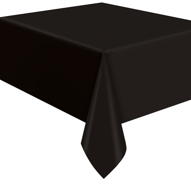 34363 Midnight Black Solid Flannel-Backed Vinyl Table Cover, 54" x 108"