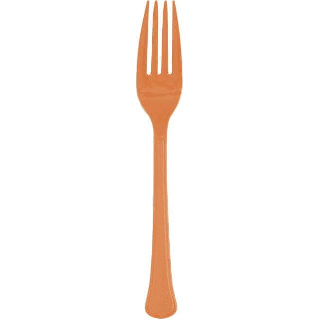 35639 Pumpkin Orange Solid Premium Plastic Forks, 20ct