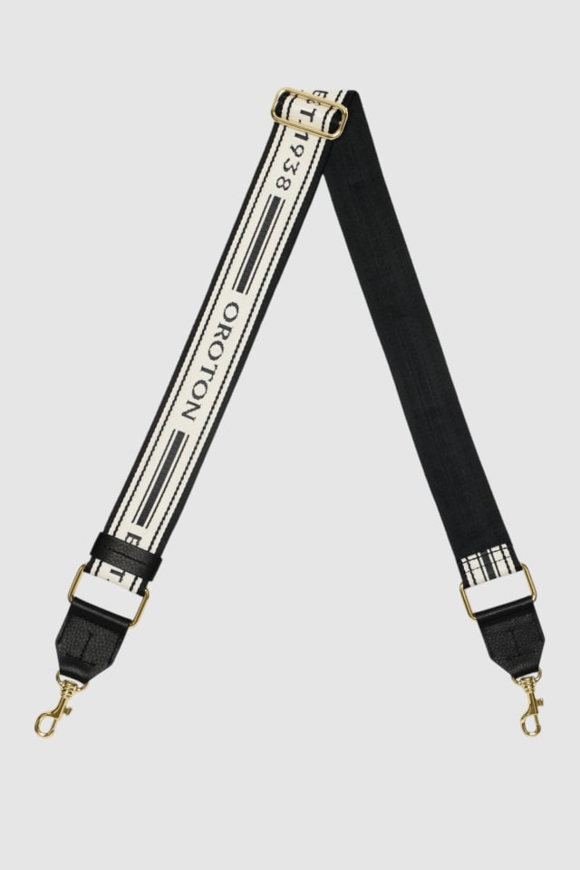 Heather Long Brass Webbing Strap Black/Natural