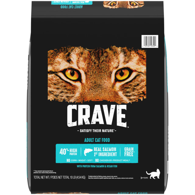 CRAVE Grain Free Adult High Protein Natural Dry Cat Food with Protein from Salmon & Ocean Fish, 10 lb. Bag