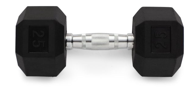 Rubber Hex Dumbbell, 25 Lbs.