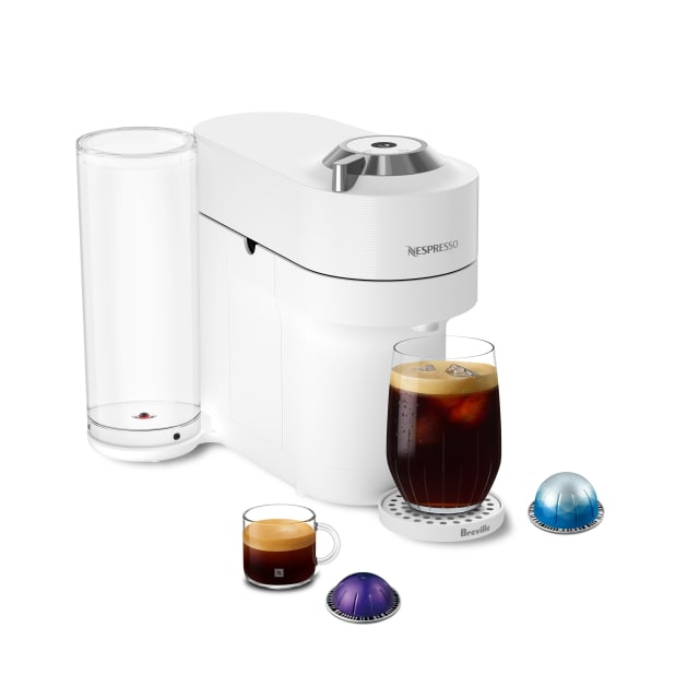 Nespresso Vertuo Pop+ Deluxe Coffee and Espresso Maker by Breville Full White and Chrome