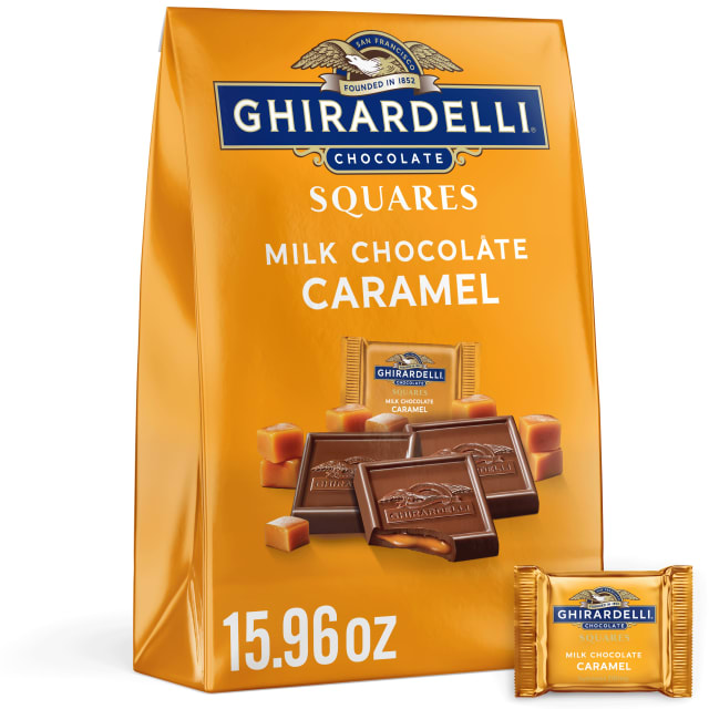 GHIRARDELLI Milk Chocolate Squares with Caramel Filling, 15.96 oz Bag
