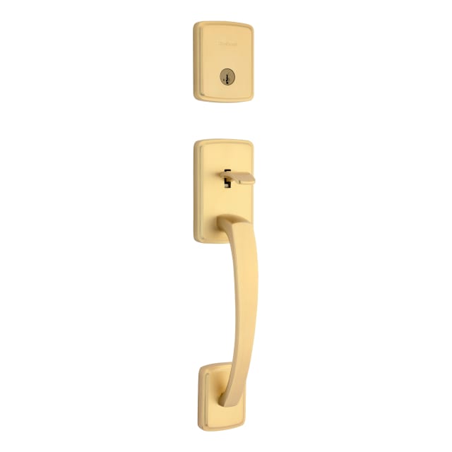 Brentford Entry Single Cylinder Handleset in Satin Brass featuring SmartKey Security