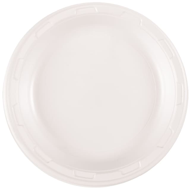 34399 Bright White Solid Round 7" Plastic Dessert Plates, 50ct
