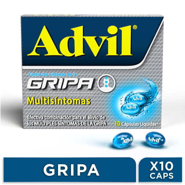 Advil Gripa, Ibuprofeno, Alivio De Multiples Sintomas De La Gripa ​x 10 CAPS*​