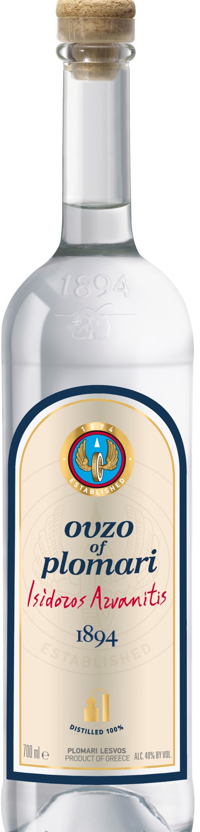 Isidoros Arvanitis Plomari Ouzo 700ml 12pk 80 PRF GLS