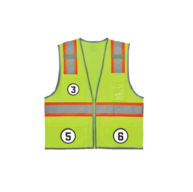 GloWear 8246Z-S Two-Tone Mesh Hi-Vis Safety Vest - Type R, Class 2, Zipper, Reflective Binding, Single Size