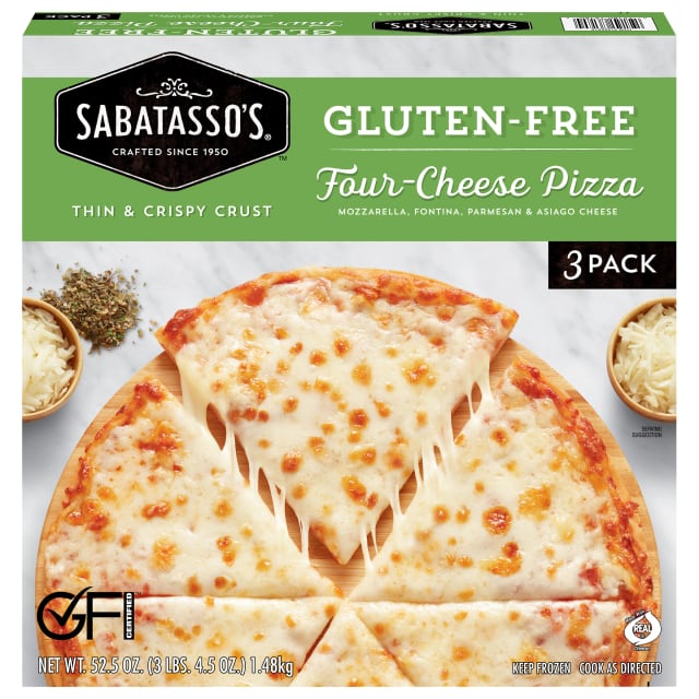 Sabatasso's Gluten Free Four Cheese Thin & Crispy Frozen Pizza