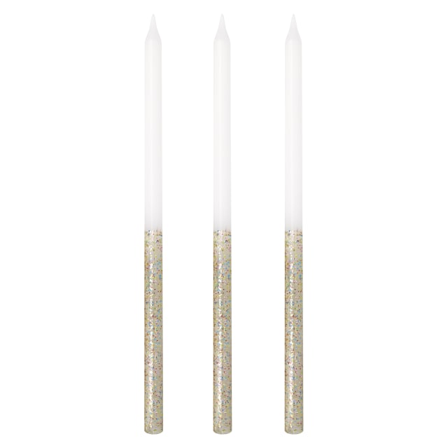 18785 Rainbow Glitter-Dipped 5" Birthday Candles, 12ct