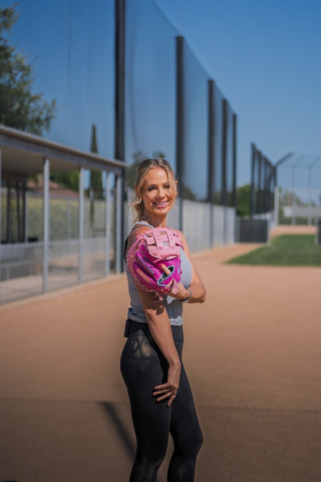 2027 Jen Schro Signature Series Catcher's Mitt Lifestyle Images with Jen