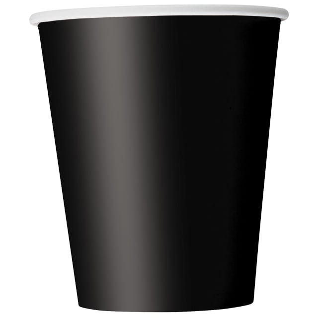 3206  Midnight Black Solid 9oz Paper Cups, 8ct