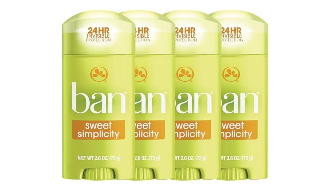 Ban Invisible Solid Antiperspirant Deodorant, Sweet Simplicity, 2.6 Oz, 4Pk