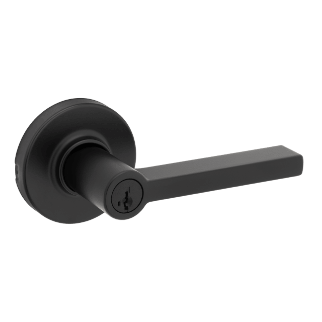 Hildon Round Keyed Entry Door Lever in Matte Black ft. SmartKey Security