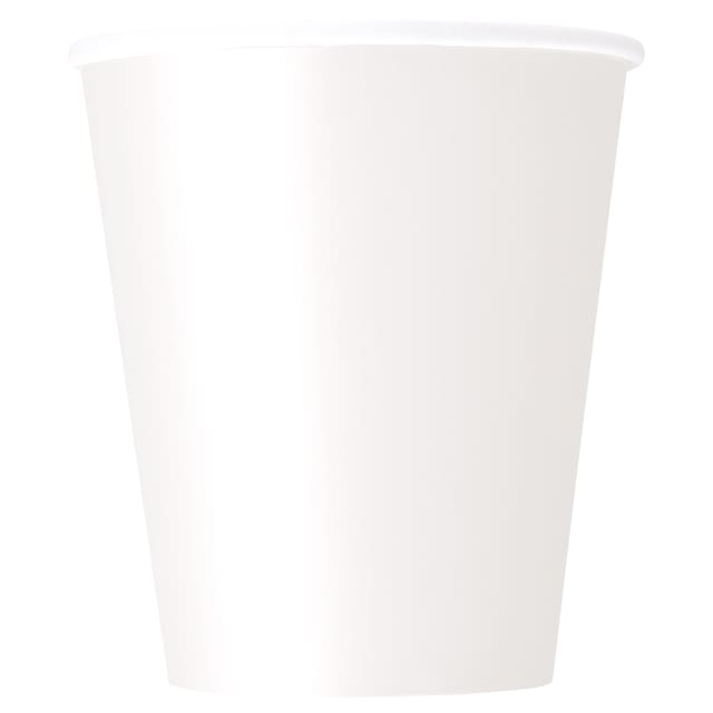 34419 Bright White Solid 9oz Paper Cups, 20ct