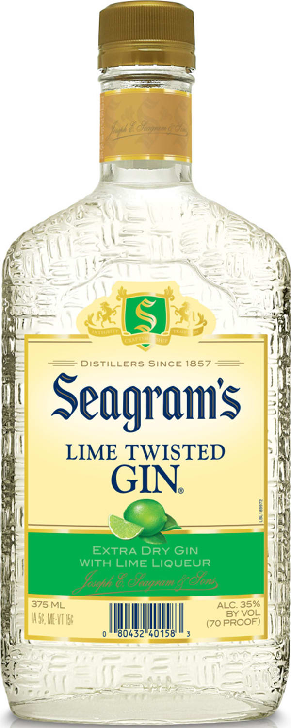 Seagram's Twisted Lime Flavored Gin, 375 ml Flask, 70 Proof