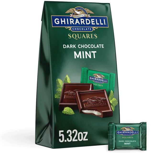 GHIRARDELLI Dark Chocolate Mint Squares, 5.32 oz Bag