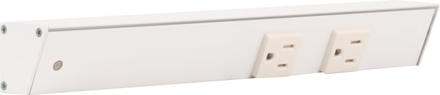 12" White APT Angle Power Strip, white receptacles, left wire entry