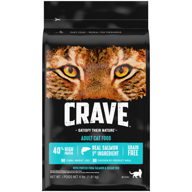 CRAVE Grain Free Adult High Protein Natural Dry Cat Food with Protein from Salmon & Ocean Fish, 4 lb. Bag