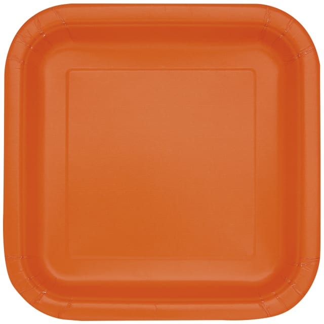 32240 Pumpkin Orange Solid Square 7" Dessert Plates, 16ct