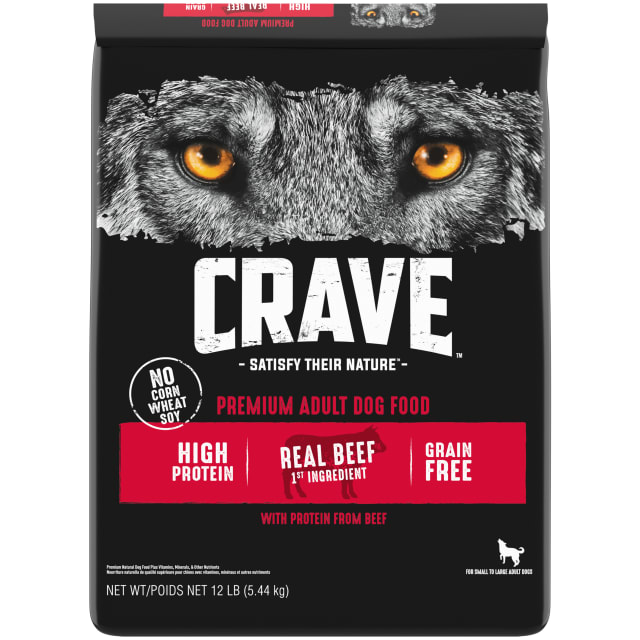 CRAVE Grain Free Adult Dry Dog Food with Protein from Beef, 12 lb. Bag