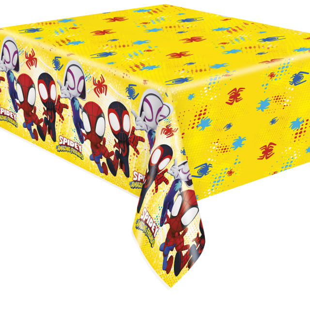 54405  Spidey and His Amazing Friends Rectangular Plastic Table Cover, 54" x 84" - Short Fold