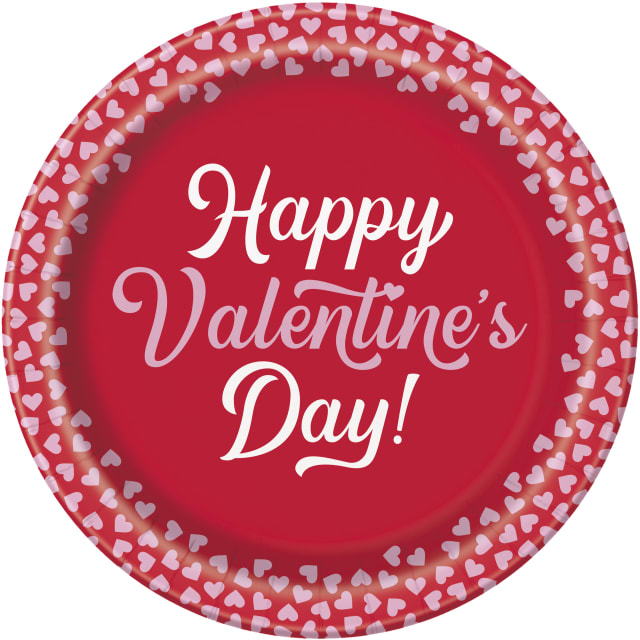 45535  XOXO Valentine's Day "Happy Valentine's Day" Round 9" Dinner Plates, 8ct