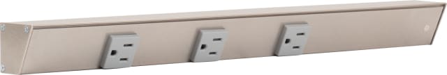 18" Satin Nickel APT Angle Power Strip, grey receptacles, right wire entry