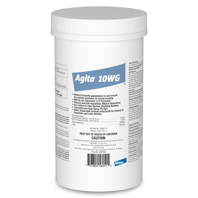 Elanco Agita 10 WG Insecticide for House Fly &amp; Beetle Control | For Use in and Around Animal Housing | 2.2-lbs.