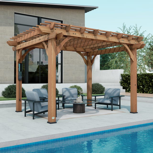 Beaumont Pergola-12x10-Light Brown