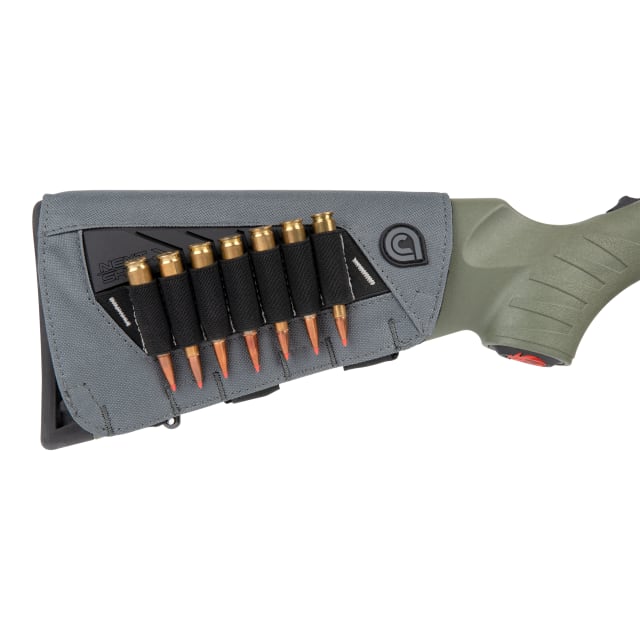 Allen Company Allen Next Shot Bridger Buttstock Cartridge Carrier - 7 Round Ammo Holder for .223 to 300 Win Mag, Adjustable Strap, Gray