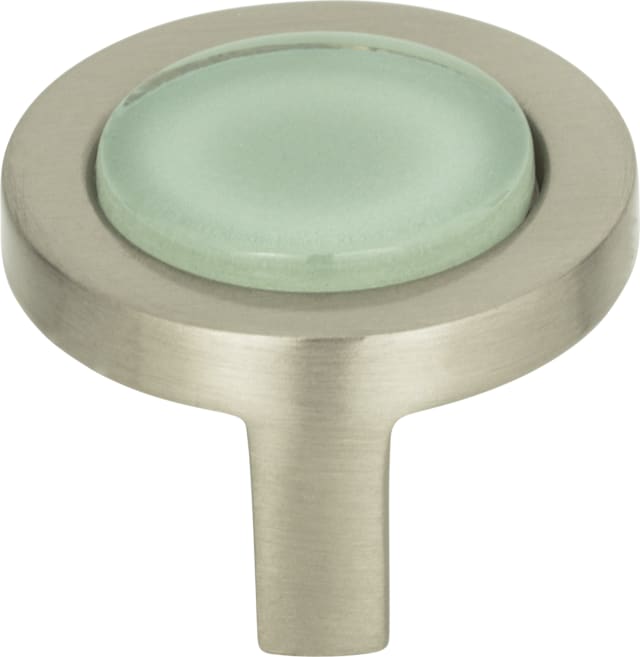 Spa Green Round Knob 1 1/4 Inch Brushed Nickel