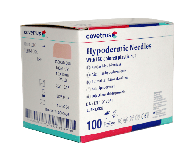 Hypodermic Needles, 18G (Pink)