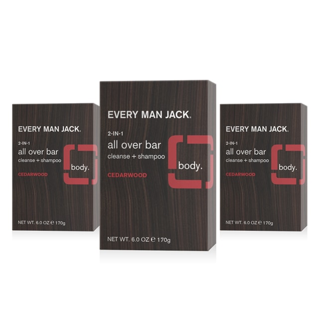 Every Man Jack Cedarwood Mens Soap Bar for Body and Hair - Bar Soap for Men with Shea Butter, Aloe Vera, and Glycerin to Deep Clean, Hydrate, and Soothe Skin - Naturally Derived, Zero Harmful Chemicals - 3 Pack
