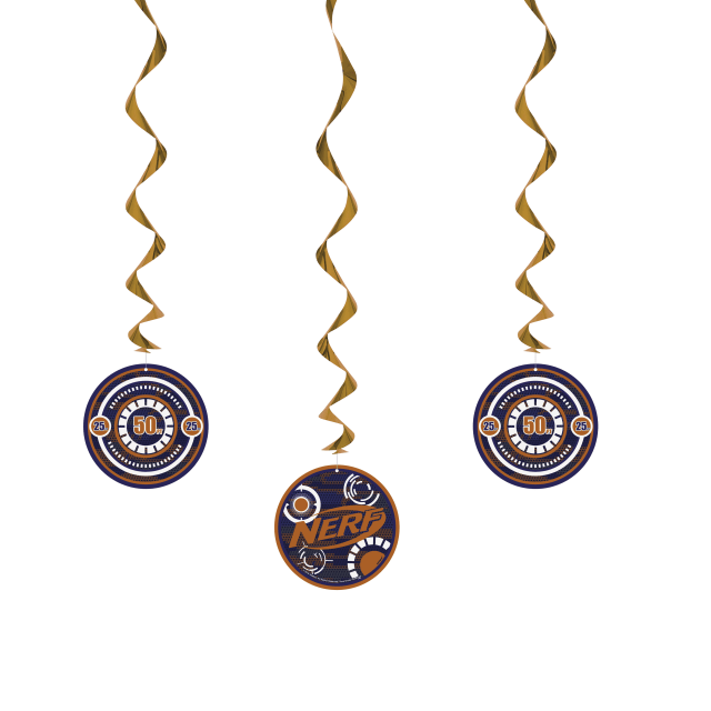 51389  Nerf Hanging Swirl Decorations, 26", 3ct