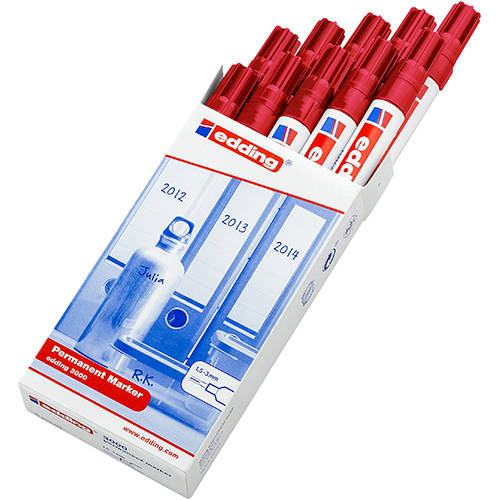 edding 3000 permanent marker red 10pcs folding box