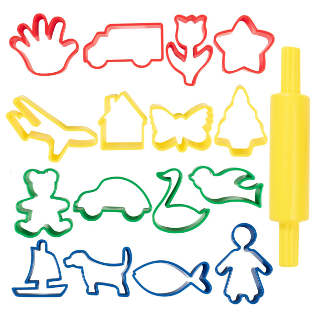 Dough Roller and Cutters - Set of 17
