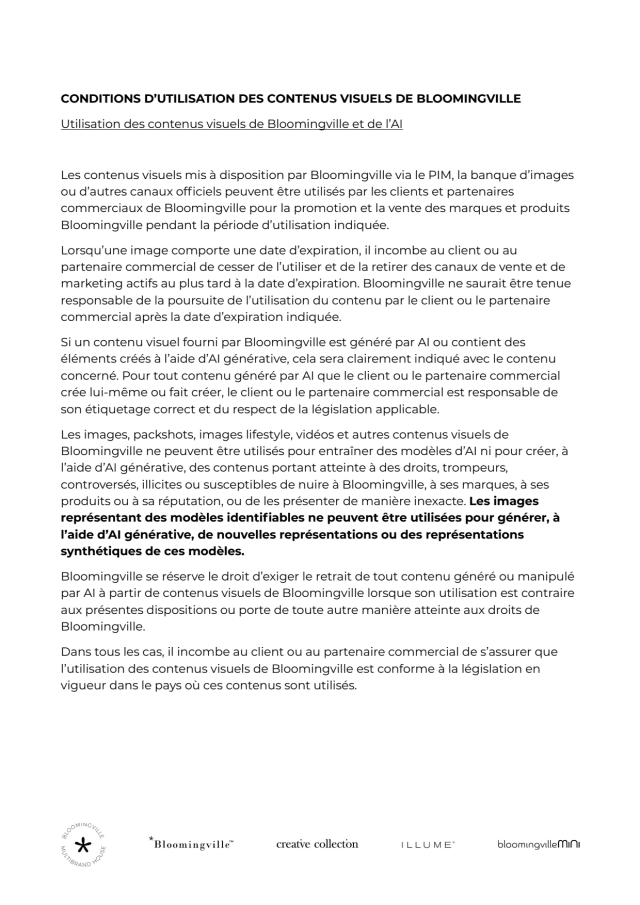 Conditions D'utilisation des contenus visuels de Bloomingville -  STOCK: 