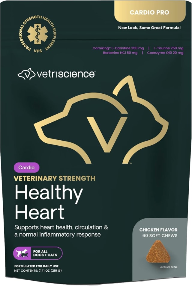 VS VET STRENGTH Healthy Heart Chews, Dogs &amp; Cats, Chicken, 60ct