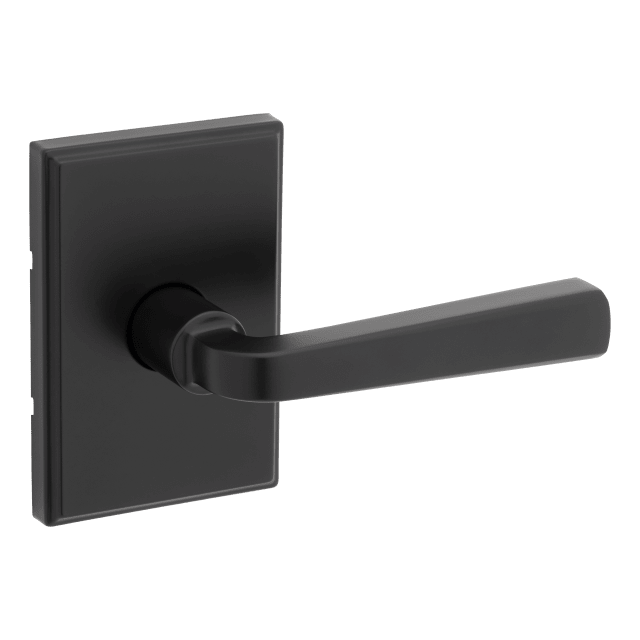 Trafford Rectangle Rose Hall/Closet Door Lever in Matte Black
