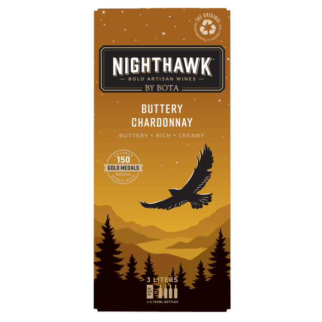 Nighthawk by Bota Box Buttery Chardonnay White Wine, 3L (Equals 4 x 750mL Bottles), 14.5% ABV